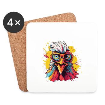 Huhn Hühner Hühnerbesitzer Verrücktes Huhn - Untersetzer (4er-Set) - Weiß - Vorne