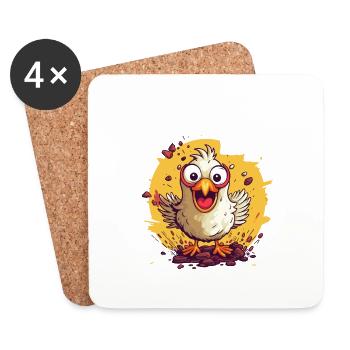 Huhn Hühner Hühnerbesitzer Verrücktes Huhn - Untersetzer (4er-Set) - Weiß - Vorne