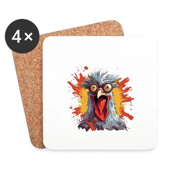 Huhn Hühner Hühnerbesitzer Verrücktes Huhn - Untersetzer (4er-Set) - Weiß - Vorne