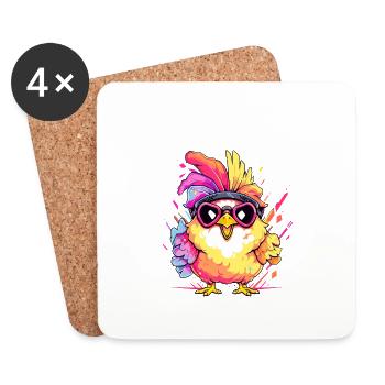 Huhn Hühner Hühnerbesitzer Verrücktes Huhn - Untersetzer (4er-Set) - Weiß - Vorne