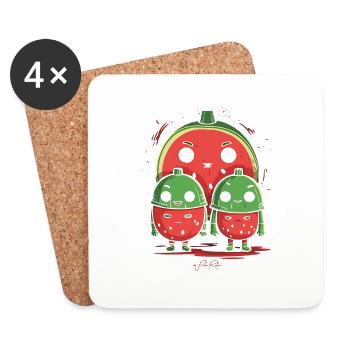 Parent isolé avec 2 enfants - Dessous de verre (lot de 4) - blanc - Devant