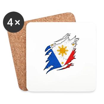 Philippines drapeau philippin fierté je cadeau - Dessous de verre (lot de 4) - blanc - Devant