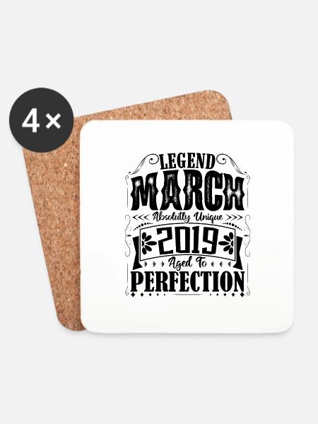 März 2019. Geburtstagsgeschenk März 2019. März. - Untersetzer (4er-Set) - Weiß