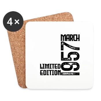March 1957 Anniversary Gift. March 1957. March - Coasters (set of 4) - white - Front