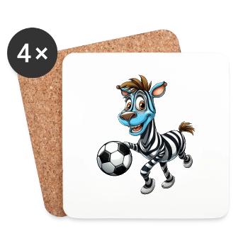 Zebra Footballer - L’élégance sur le terrain de football. - Dessous de verre (lot de 4) - blanc - Devant