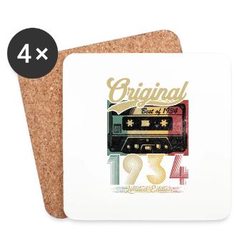 Vintage Anniversaire 1934 Cassette Rétro - Dessous de verre (lot de 4) - blanc - Devant