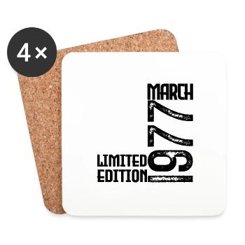 Cadeau Anniversaire Mars 1977. March 1977. mars - Dessous de verre (lot de 4) - blanc - Devant