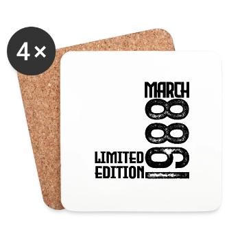 Cadeau Anniversaire Mars 1988. March 1988. mars - Dessous de verre (lot de 4) - blanc - Devant