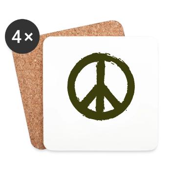 PAIX - symbole de paix - signe de paix signe de paix - Dessous de verre (lot de 4) - blanc - Devant