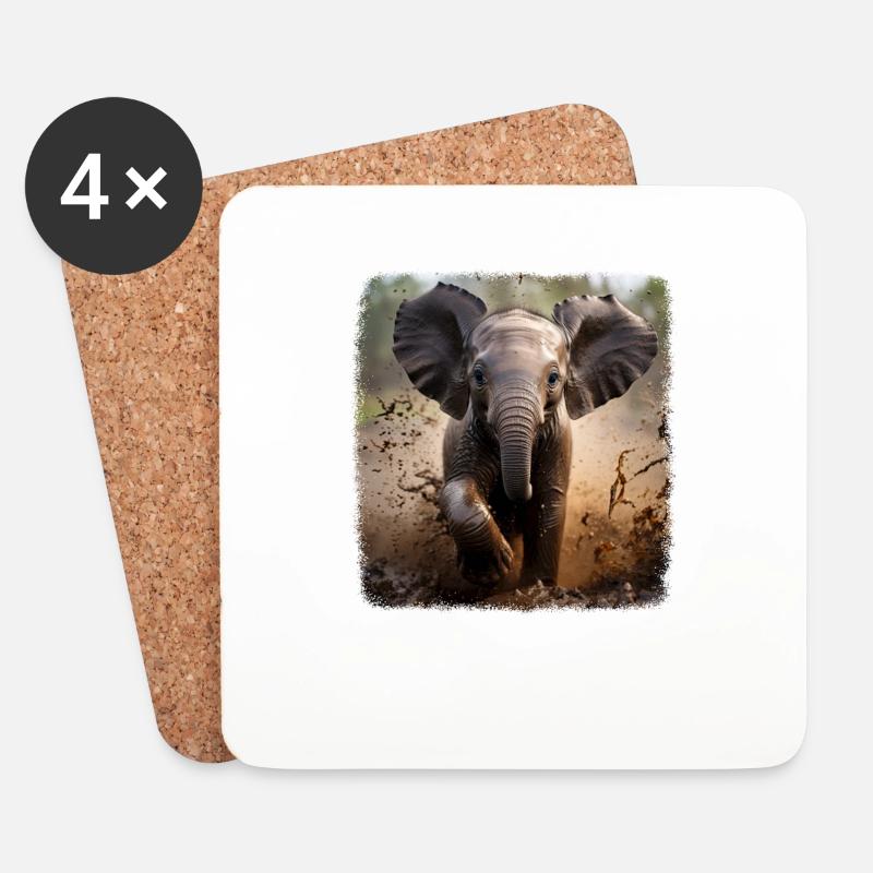 Elefanten realistic Elefant - Untersetzer (4er-Set) - Weiß