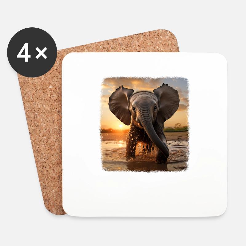 Elefanten realistic Elefant - Untersetzer (4er-Set) - Weiß