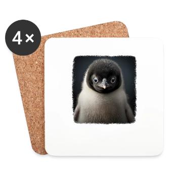 Pinguine realistic Pinguin - Untersetzer (4er-Set) - Weiß - Vorne