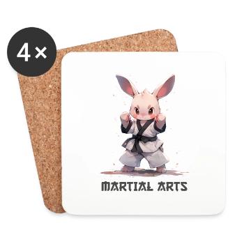 Funny Martial Arts Bunny MMA Kawaii Martial Arts - Coasters (set of 4) - white - Front