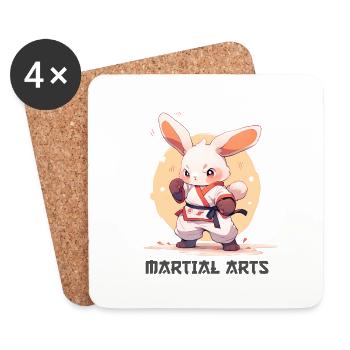 Funny Martial Arts Bunny MMA Kawaii Martial Arts - Coasters (set of 4) - white - Front