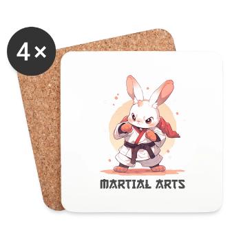 Funny Martial Arts Bunny MMA Kawaii Martial Arts - Coasters (set of 4) - white - Front