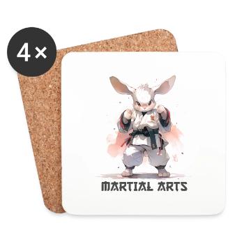 Funny Martial Arts Bunny MMA Kawaii Martial Arts - Coasters (set of 4) - white - Front