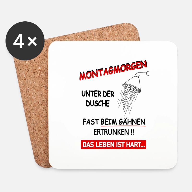 Montagmorgen beim Duschen ertrunken - Untersetzer (4er-Set) - Weiß