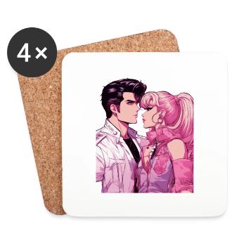 Anime Sweetheart fürs Leben - Untersetzer (4er-Set) - Weiß - Vorne