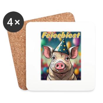 PIG CELEBRATION BEAST - Coasters (set of 4) - white - Front