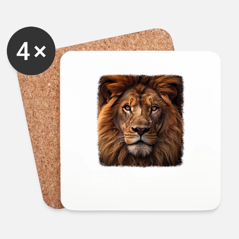 Löwen realistic Löwe - Untersetzer (4er-Set) - Weiß