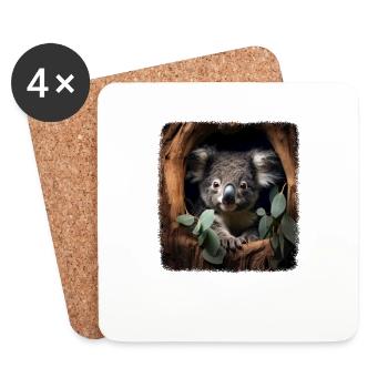 Koalas Koala réaliste - Dessous de verre (lot de 4) - blanc - Devant