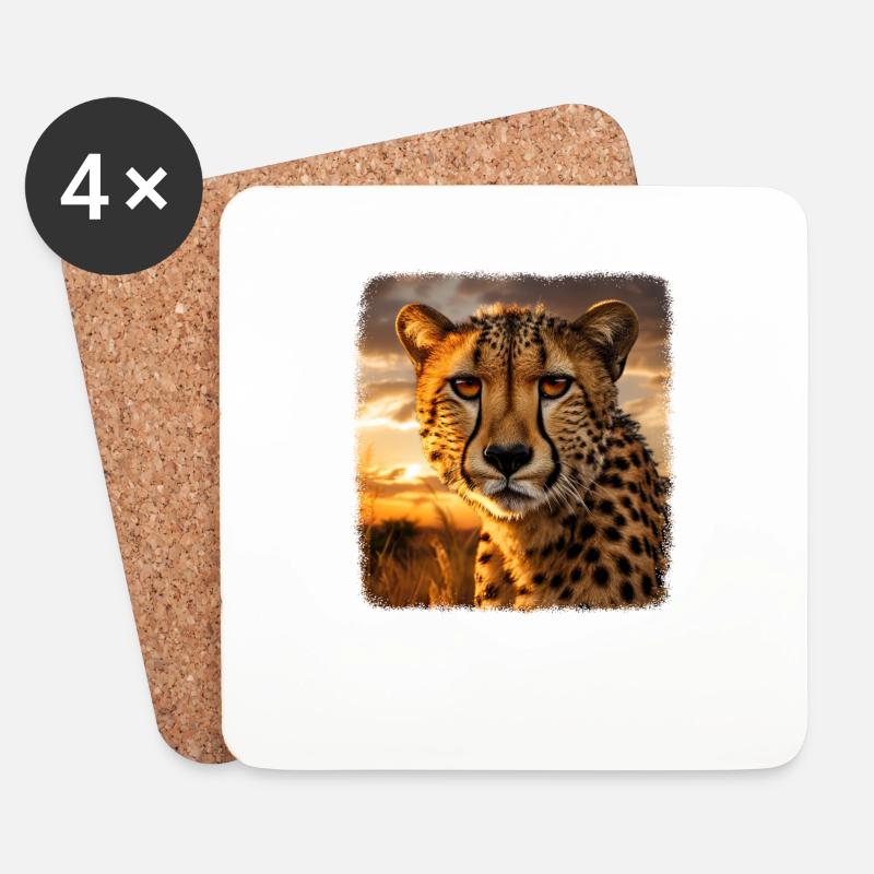 Geparde realistic Gepard - Untersetzer (4er-Set) - Weiß