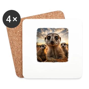 Meerkat realistic Erdmännchen - Untersetzer (4er-Set) - Weiß - Vorne