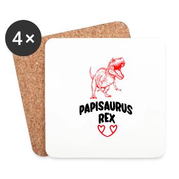 Papisaurus Rex Idée Cadeau Fête des Grands-Pères - Dessous de verre (lot de 4) - blanc - Devant