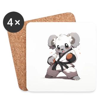 Funny Koala Martial Arts MMA Kawaii Martial Arts - Coasters (set of 4) - white - Front