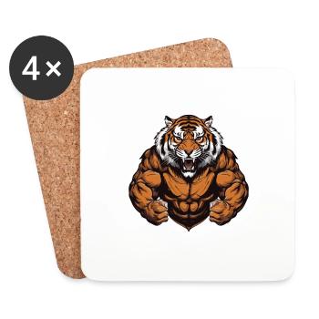 Tigre Muscles Bête Arts Martiaux MMA - Dessous de verre (lot de 4) - blanc - Devant