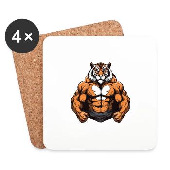 Tiger Muscles MMA Fighter Beast - Coasters (set of 4) - white - Front