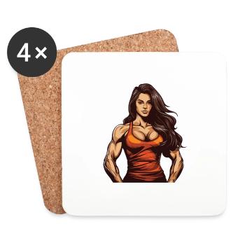 Woman Muscles Fbb Bodybuilding Girl Fitness - Coasters (set of 4) - white - Front