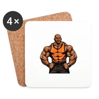 Entraînement Bodybuilder Muscles Musculation Gym - Dessous de verre (lot de 4) - blanc - Devant