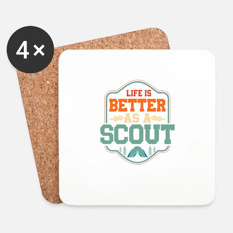 Scout Life Perfection: Better Adventures Tee - Untersetzer (4er-Set) - Weiß