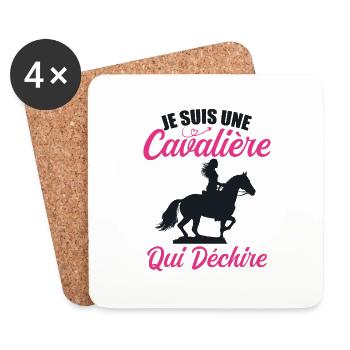 Je Suis Une Cavalière Qui Déchire Chevaux Cadeau - Dessous de verre (lot de 4) - blanc - Devant