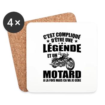 C'est Compliqué D'être Une Légende et Un Motard - Dessous de verre (lot de 4) - blanc - Devant
