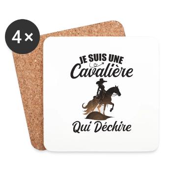 Je Suis Une Cavalière Qui Déchire Chevaux Cadeau - Dessous de verre (lot de 4) - blanc - Devant