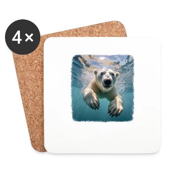 Eisbären realistic Eisbär - Untersetzer (4er-Set) - Weiß - Vorne
