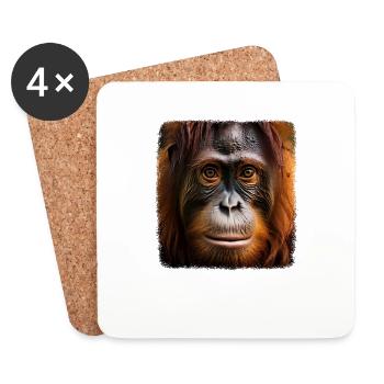 Orangs-outans réalistes Orangs-outans - Dessous de verre (lot de 4) - blanc - Devant