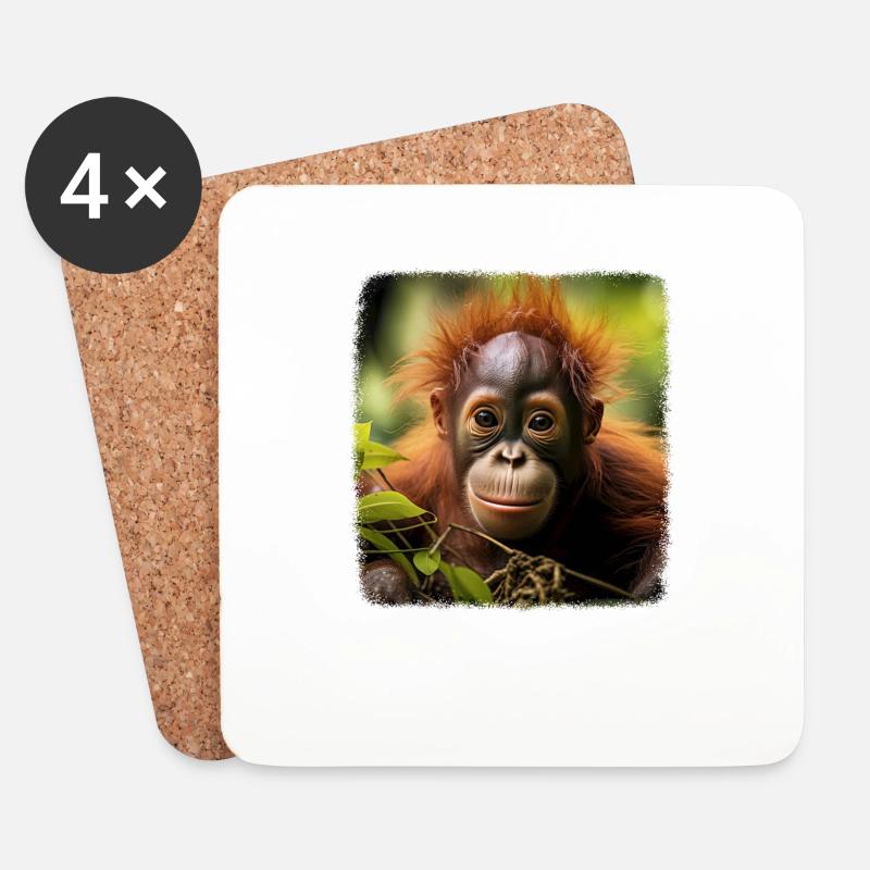 Orang Utans realistic Orang Utan - Untersetzer (4er-Set) - Weiß