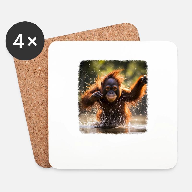 Orang Utans realistic Orang Utan - Untersetzer (4er-Set) - Weiß