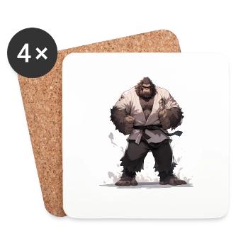 Bigfoot Karate Martial Arts MMA Kawaii Kampfsport - Coasters (set of 4) - white - Front