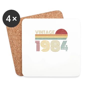 Vintage 1984 Jahrgang Geburtstag Retro - Untersetzer (4er-Set) - Weiß - Vorne