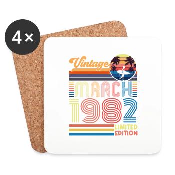 Anniversaire mars 1982.Cadeau Mars 1982.March 1982 - Dessous de verre (lot de 4) - blanc - Devant