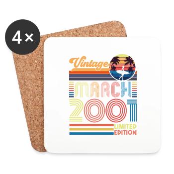 Geburtstag März 2001.Geschenk März 2001.März 2001 - Untersetzer (4er-Set) - Weiß - Vorne