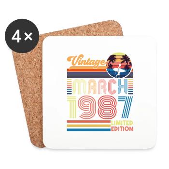 Birthday March 1987.Gift March 1987.March 1987 - Coasters (set of 4) - white - Front