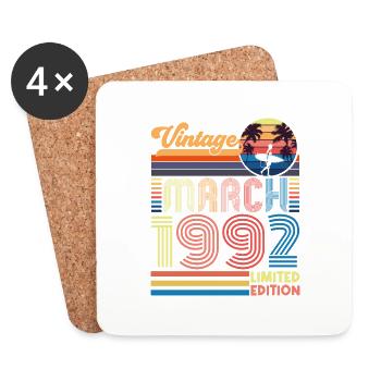 Geburtstag März 1992.Geschenk März 1992.März 1992 - Untersetzer (4er-Set) - Weiß - Vorne