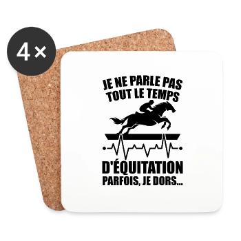 Je Ne Parle Pas Toujours D'équitation Aime Cheval - Dessous de verre (lot de 4) - blanc - Devant