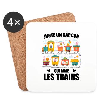 Juste Un Garçon Qui Aime Les Trains - Dessous de verre (lot de 4) - blanc - Devant