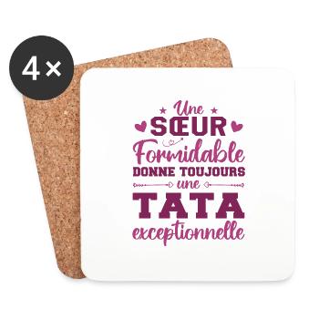 Une Sœur Formidable Donne Une Tata Exceptionnelle - Dessous de verre (lot de 4) - blanc - Devant